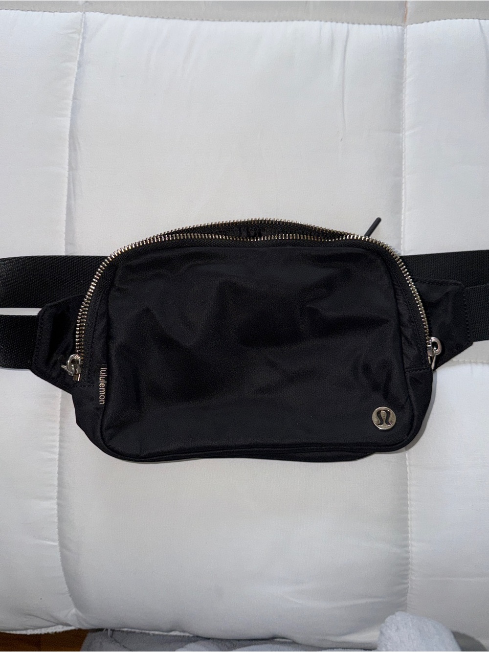 lululemon athletica Black Nylon Belt Bag with Silver Accents